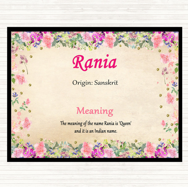 Rania Name Meaning Mouse Mat Pad Floral