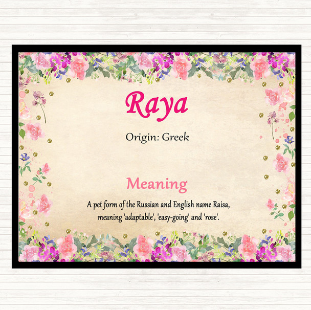 Raya Name Meaning Mouse Mat Pad Floral