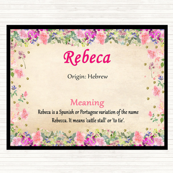 Rebeca Name Meaning Mouse Mat Pad Floral