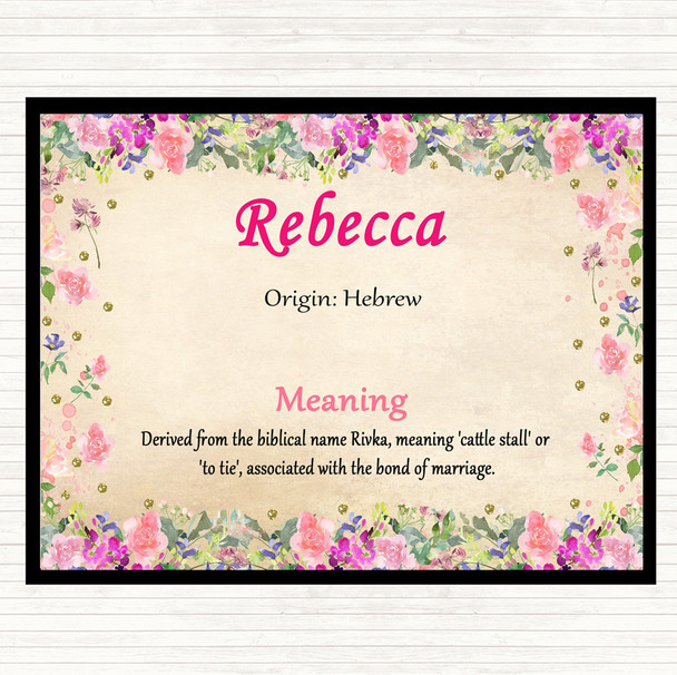 Rebecca Name Meaning Mouse Mat Pad Floral