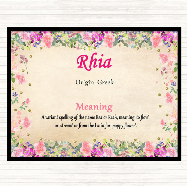 Rhia Name Meaning Mouse Mat Pad Floral