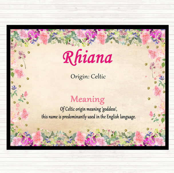 Rhiana Name Meaning Mouse Mat Pad Floral