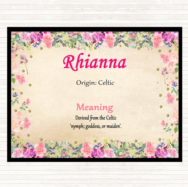 Rhianna Name Meaning Mouse Mat Pad Floral