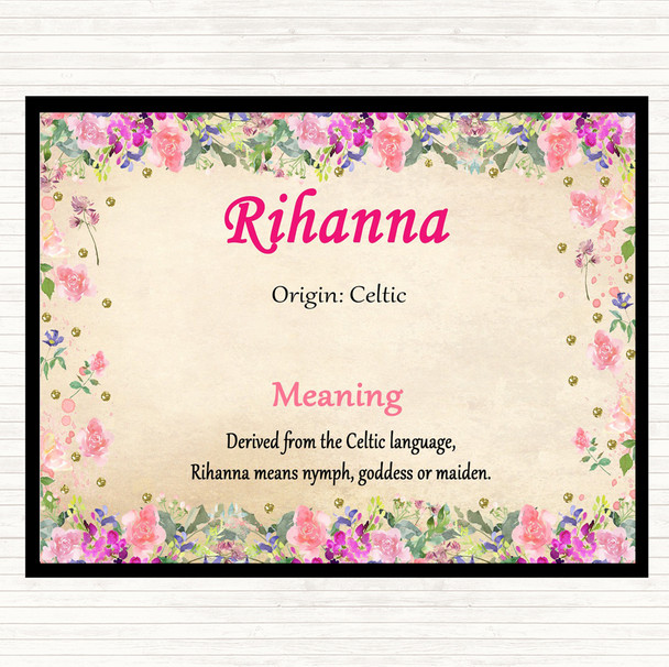 Rihanna Name Meaning Mouse Mat Pad Floral