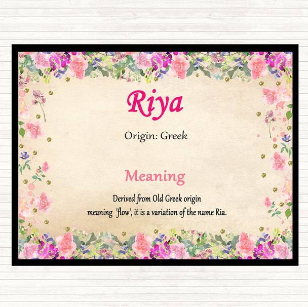 Riya Name Meaning Mouse Mat Pad Floral