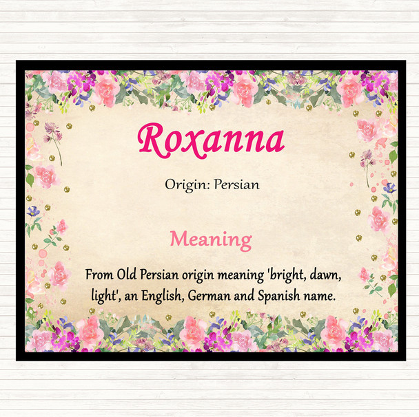 Roxanna Name Meaning Mouse Mat Pad Floral