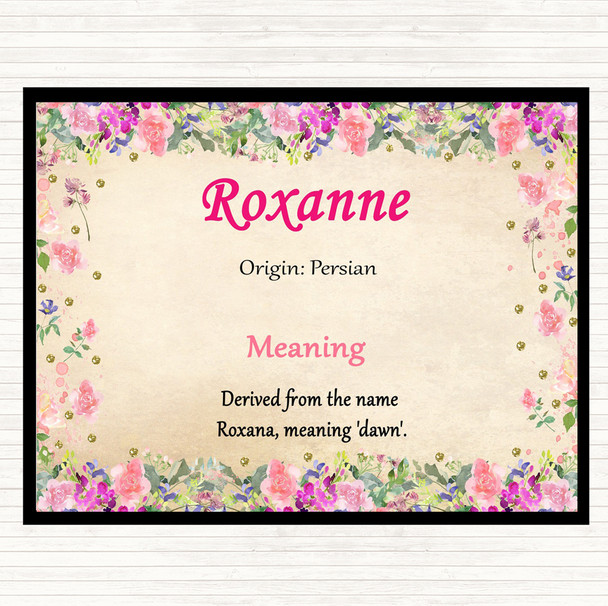 Roxanne Name Meaning Mouse Mat Pad Floral