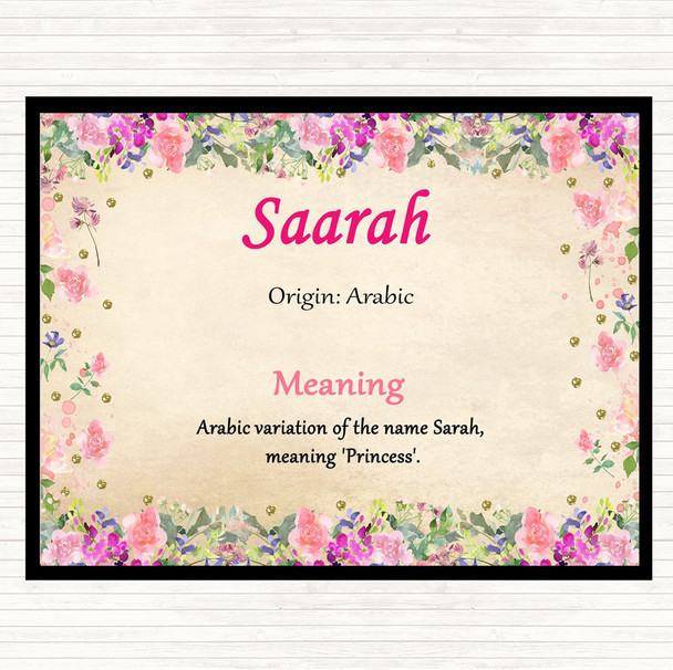 Saarah Name Meaning Mouse Mat Pad Floral