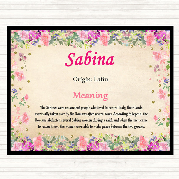 Sabina Name Meaning Mouse Mat Pad Floral