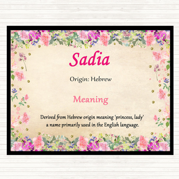 Sadia Name Meaning Mouse Mat Pad Floral