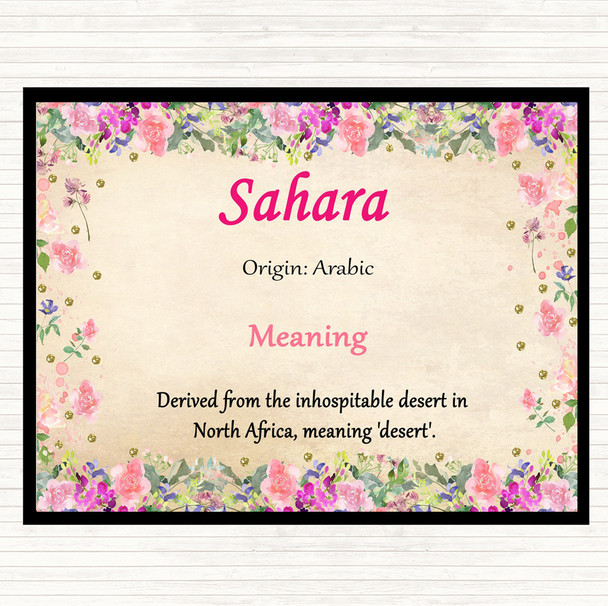Sahara Name Meaning Mouse Mat Pad Floral