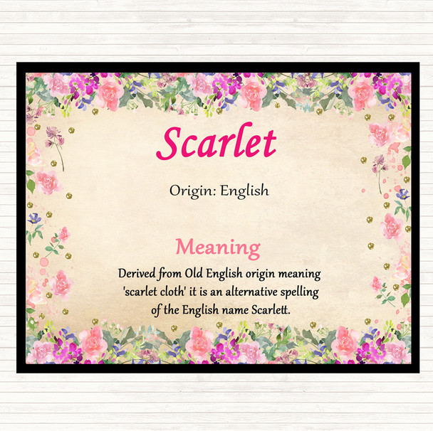 Scarlet Name Meaning Mouse Mat Pad Floral