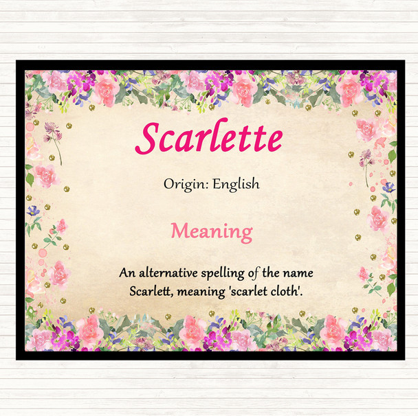Scarlette Name Meaning Mouse Mat Pad Floral