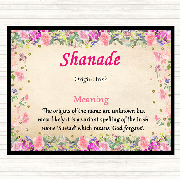 Shanade Name Meaning Mouse Mat Pad Floral