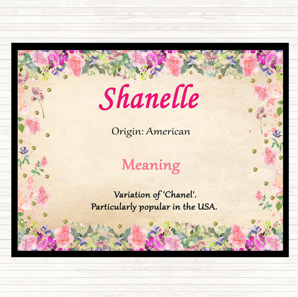Shanelle Name Meaning Mouse Mat Pad Floral