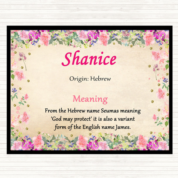 Shanice Name Meaning Mouse Mat Pad Floral