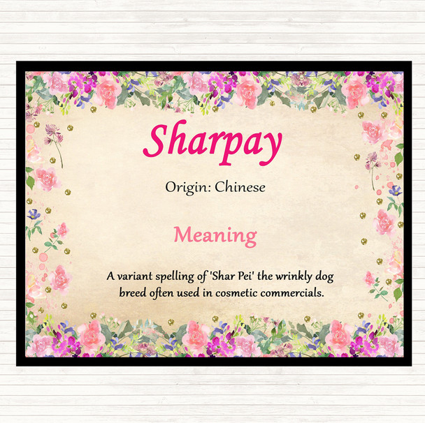 Sharpay Name Meaning Mouse Mat Pad Floral