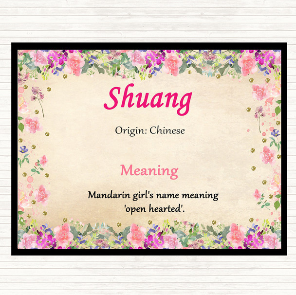 Shuang Name Meaning Mouse Mat Pad Floral