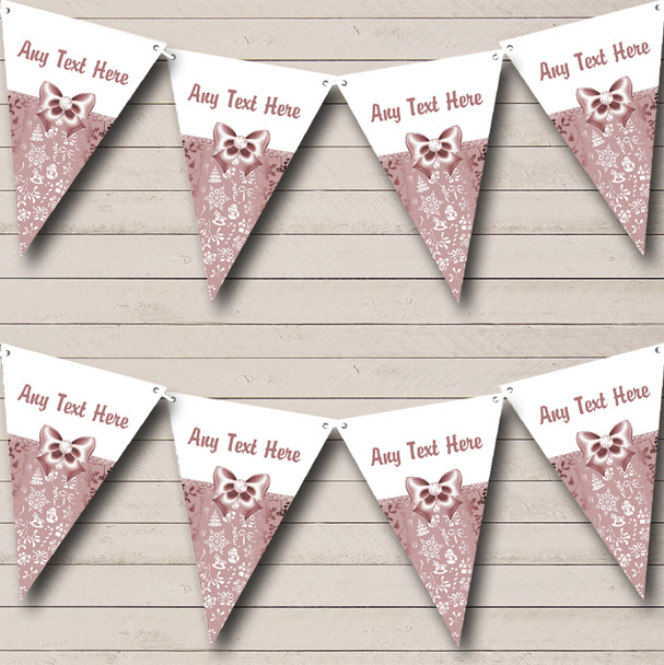 Plum And White Bow Personalised Christmas Bunting