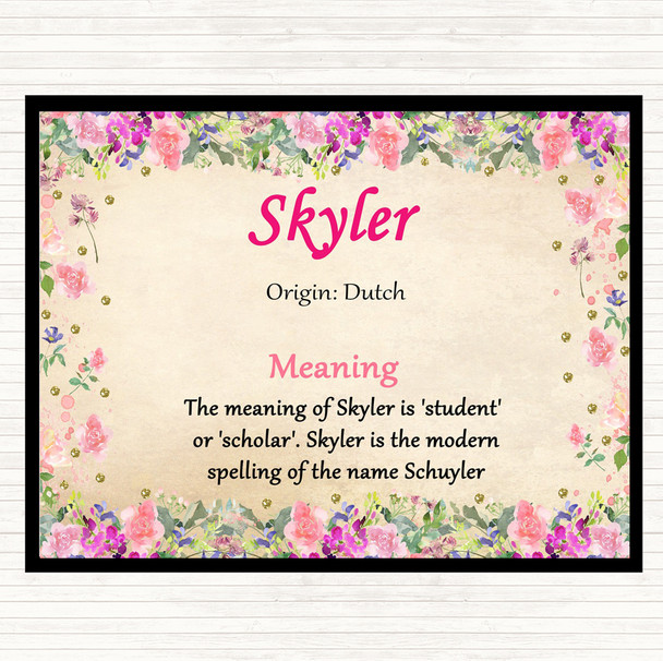 Skyler Name Meaning Mouse Mat Pad Floral