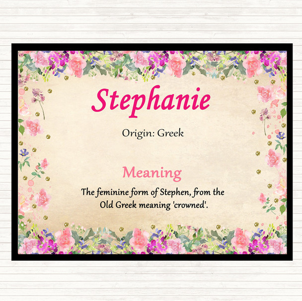 Stephanie Name Meaning Mouse Mat Pad Floral