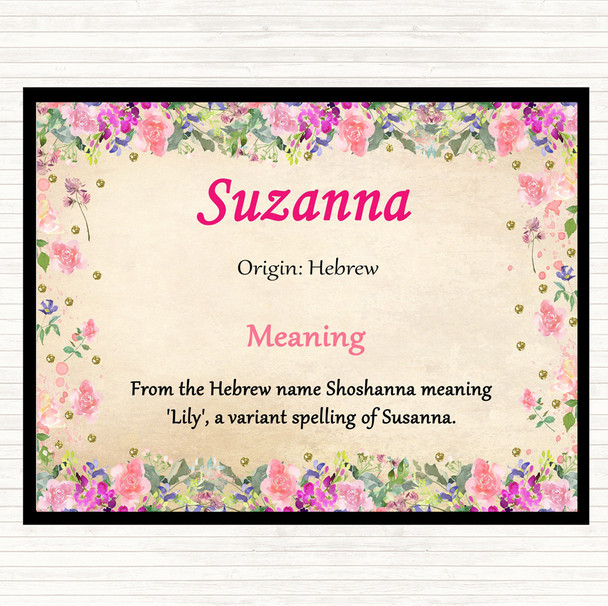 Suzanna Name Meaning Mouse Mat Pad Floral