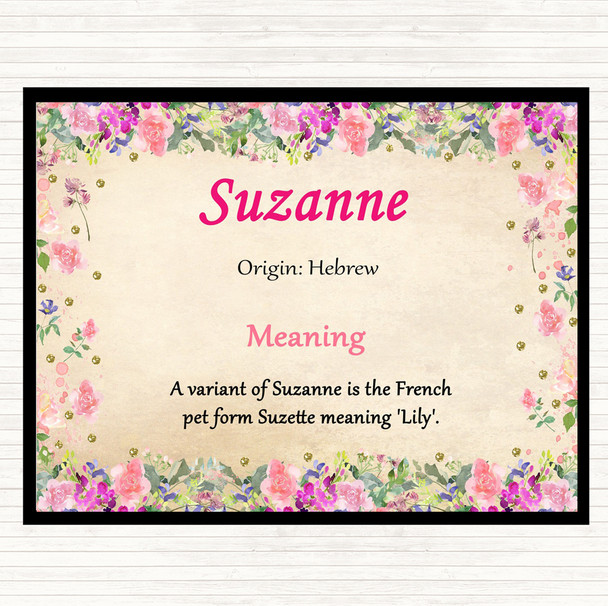 Suzanne Name Meaning Mouse Mat Pad Floral