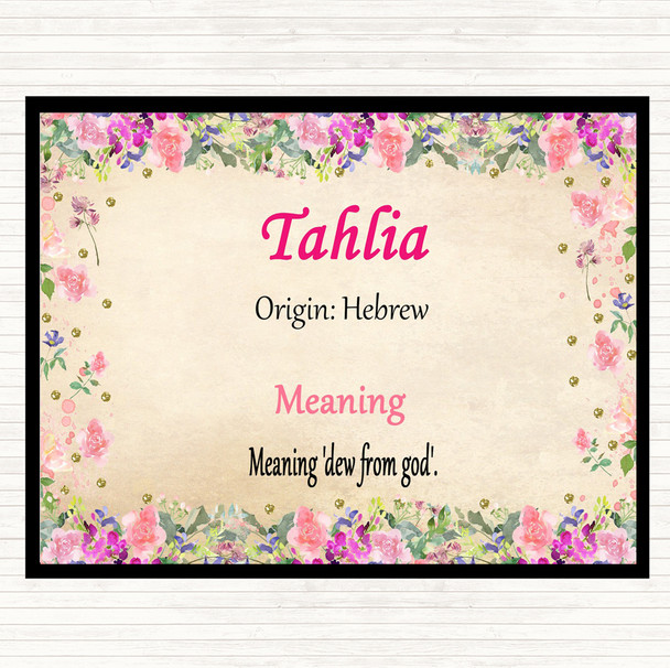 Tahlia Name Meaning Mouse Mat Pad Floral