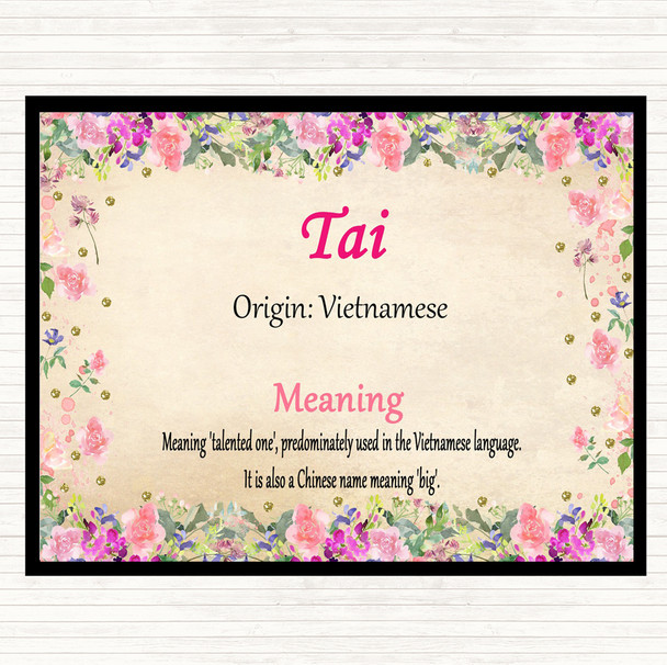 Tai Name Meaning Mouse Mat Pad Floral