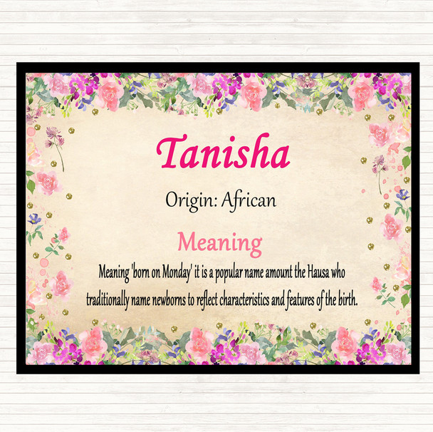 Tanisha Name Meaning Mouse Mat Pad Floral