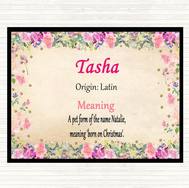 Tasha Name Meaning Mouse Mat Pad Floral
