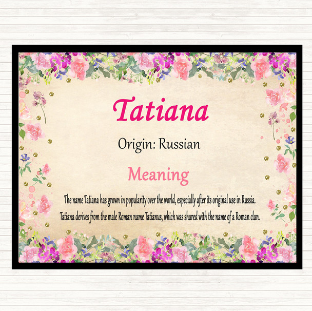 Tatiana Name Meaning Mouse Mat Pad Floral
