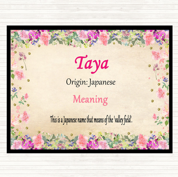 Taya Name Meaning Mouse Mat Pad Floral