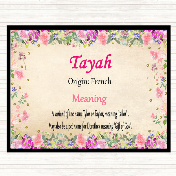 Tayah Name Meaning Mouse Mat Pad Floral