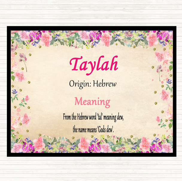 Taylah Name Meaning Mouse Mat Pad Floral