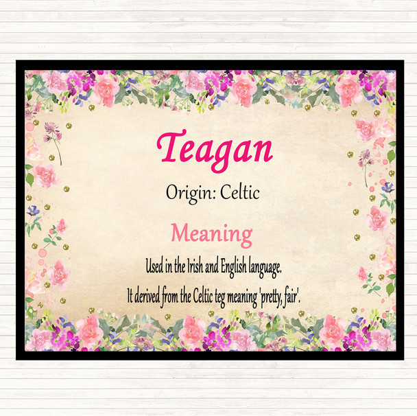 Teagan Name Meaning Mouse Mat Pad Floral
