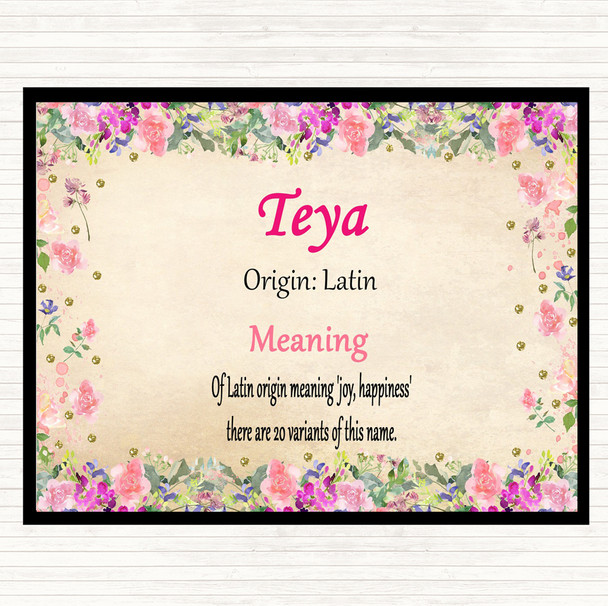 Teya Name Meaning Mouse Mat Pad Floral