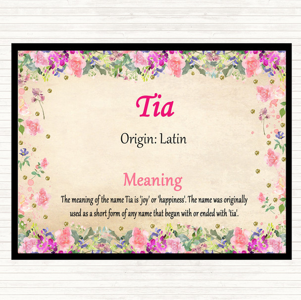 Tia Name Meaning Mouse Mat Pad Floral