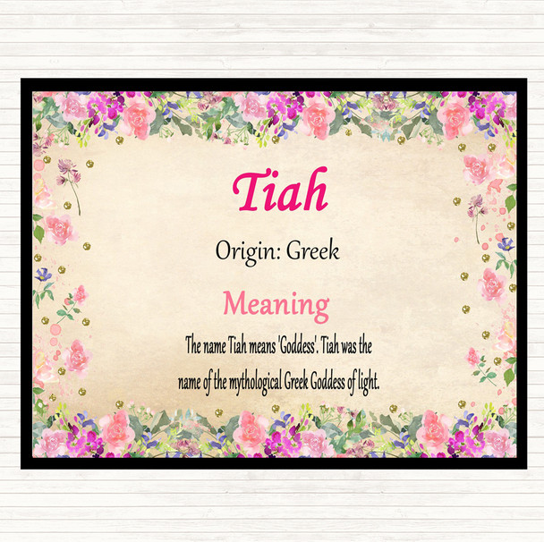 Tiah Name Meaning Mouse Mat Pad Floral