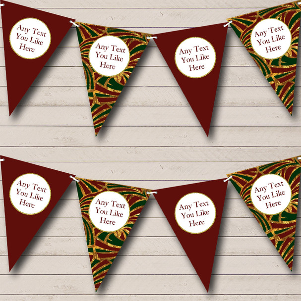 Patterned Red Green Gold Personalised Christmas Decoration Bunting