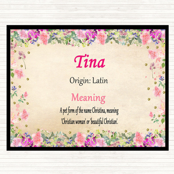 Tina Name Meaning Mouse Mat Pad Floral