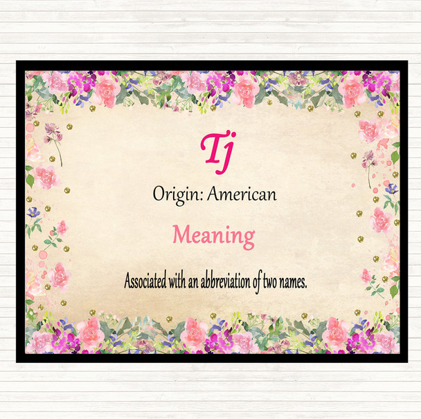 Tj Name Meaning Mouse Mat Pad Floral