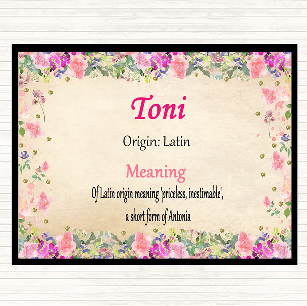 Toni Name Meaning Mouse Mat Pad Floral