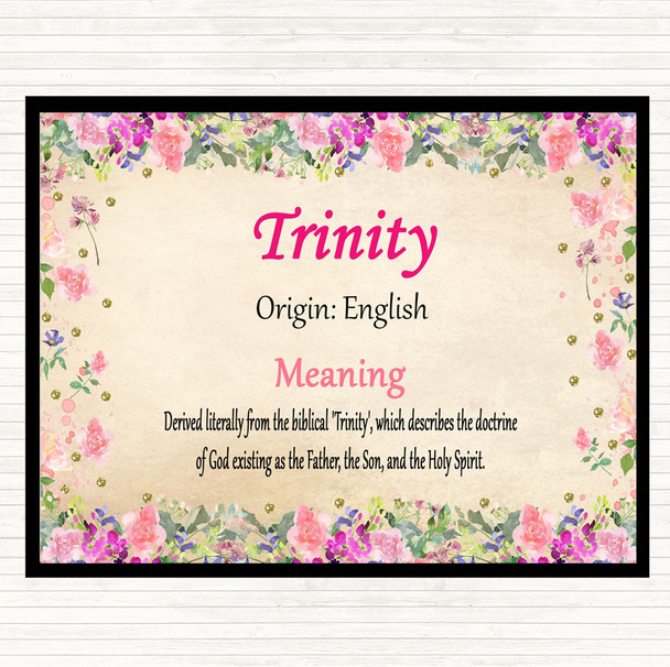 Trinity Name Meaning Mouse Mat Pad Floral