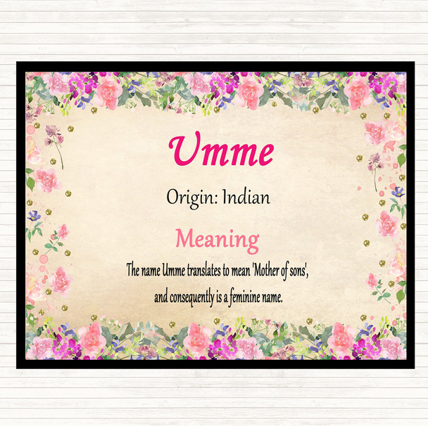 Umme Name Meaning Mouse Mat Pad Floral