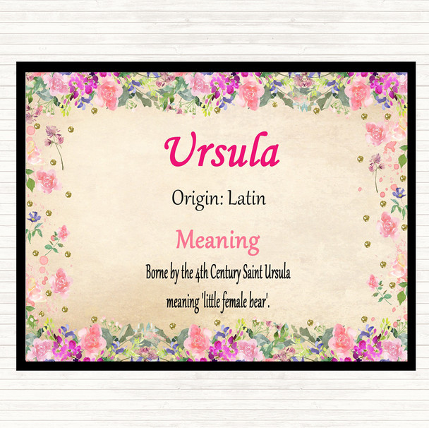 Ursula Name Meaning Mouse Mat Pad Floral