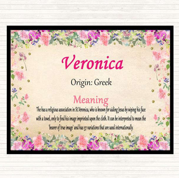 Veronica Name Meaning Mouse Mat Pad Floral