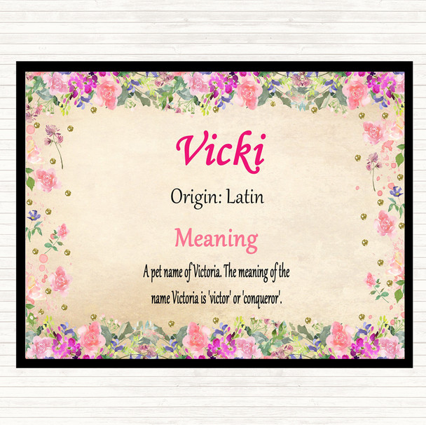 Vicki Name Meaning Mouse Mat Pad Floral
