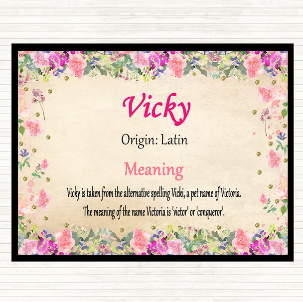 Vicky Name Meaning Mouse Mat Pad Floral