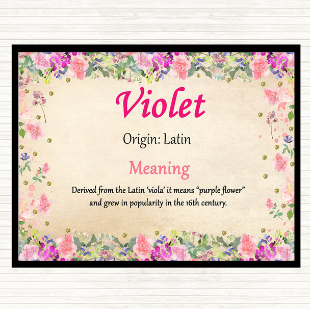 Violet Name Meaning Mouse Mat Pad Floral